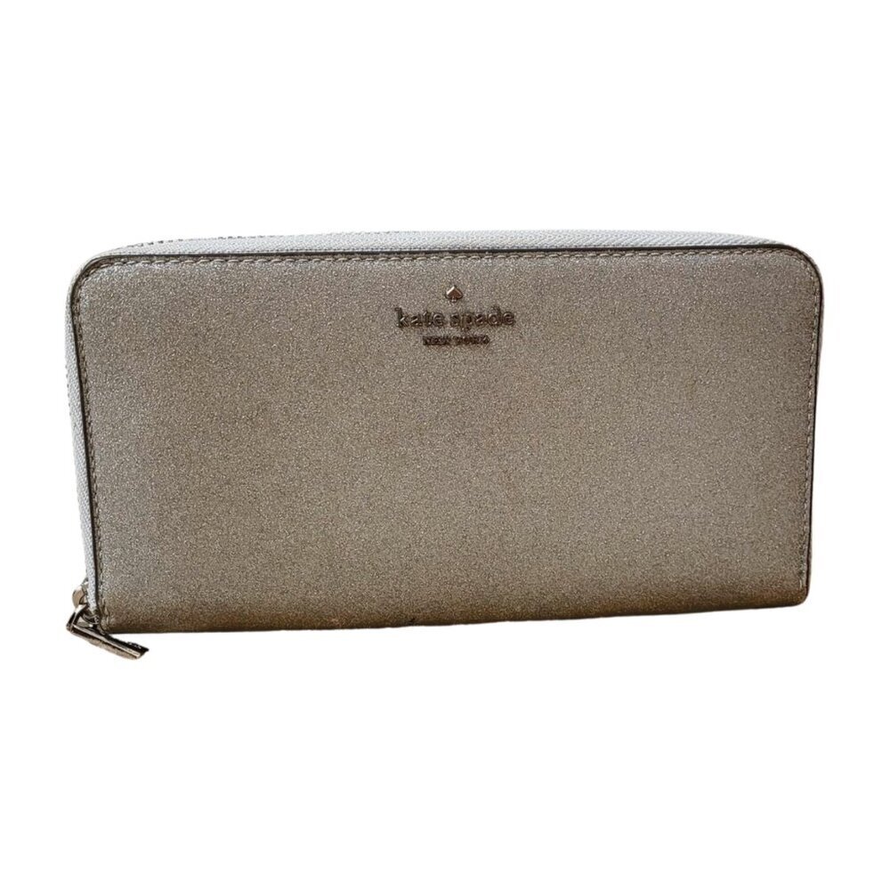 Kate Spade Lola Large Continental Silver Gray Glitter Wallet - Picture 6 of 10